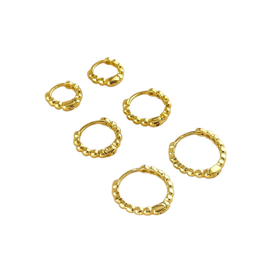 Beaded Huggie Hoop 18K Gold Filled Earrings