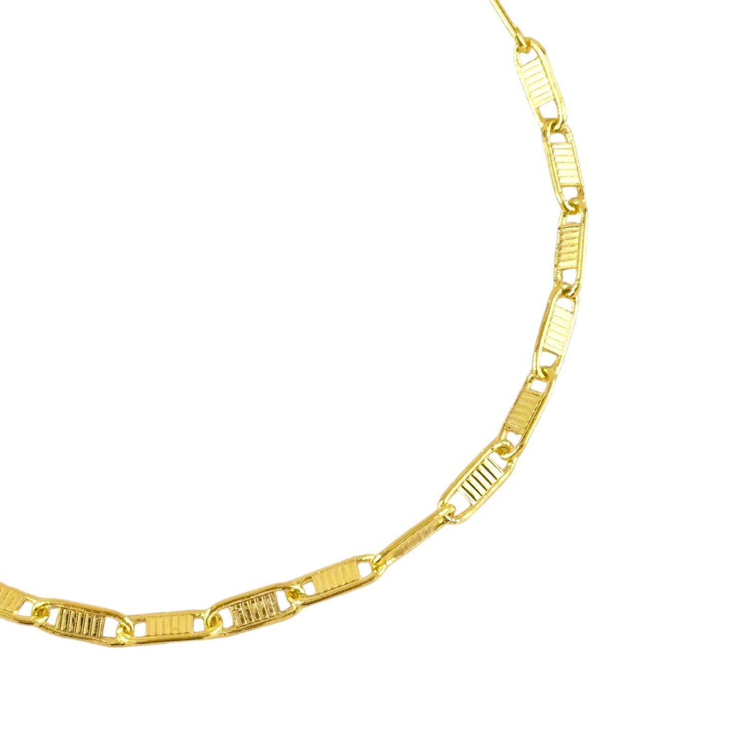Textured Plate Link Chain 18K Gold Filled Bracelet
