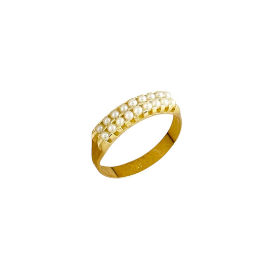 Double Row of Pearls Band 18k Gold Ring