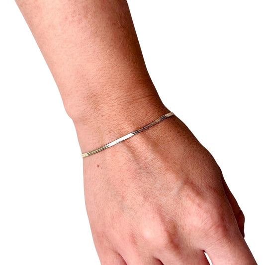 2mm Herringbone Design 18K Gold Filled Bracelet