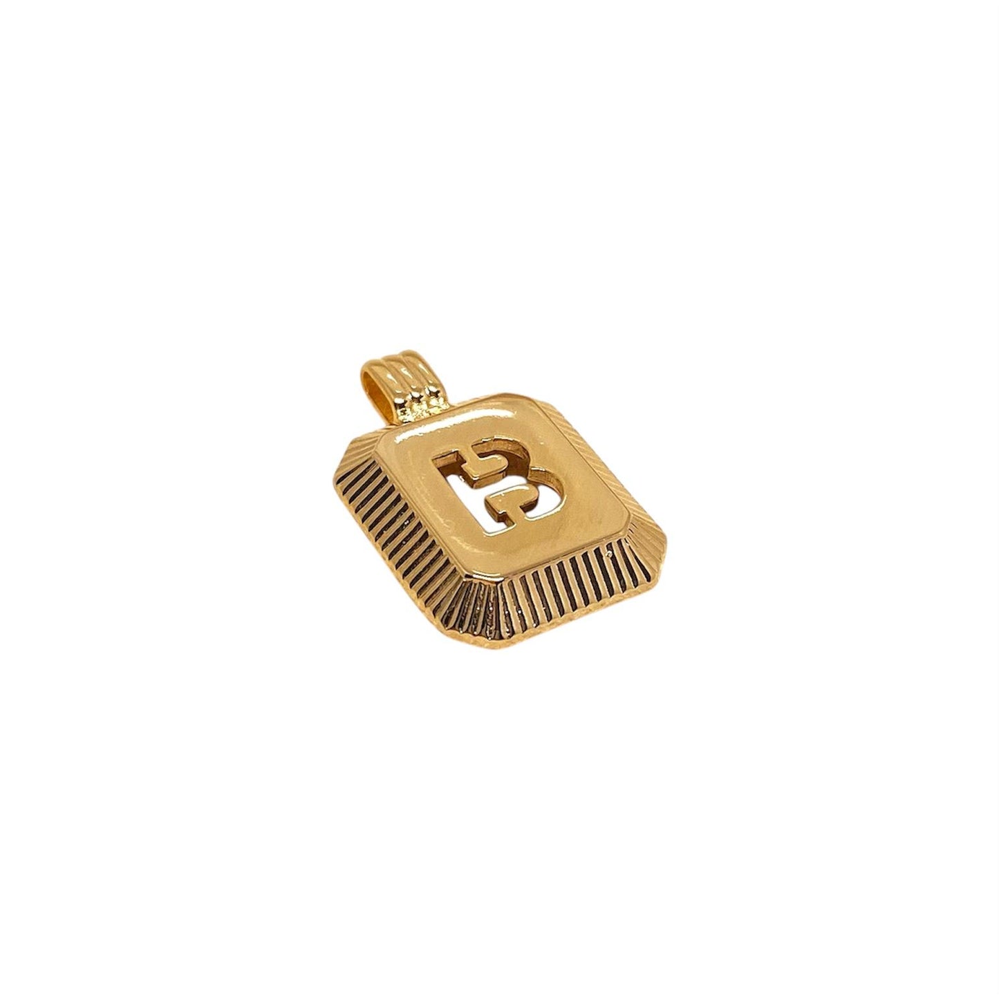 Rectangular Initial Letter 18k Gold Filled Pendant