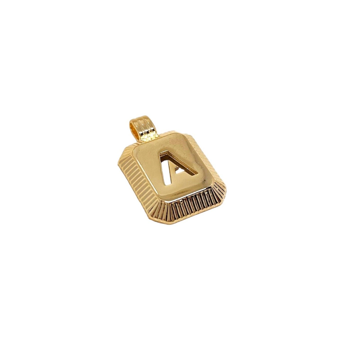 Rectangular Initial Letter 18k Gold Filled Pendant