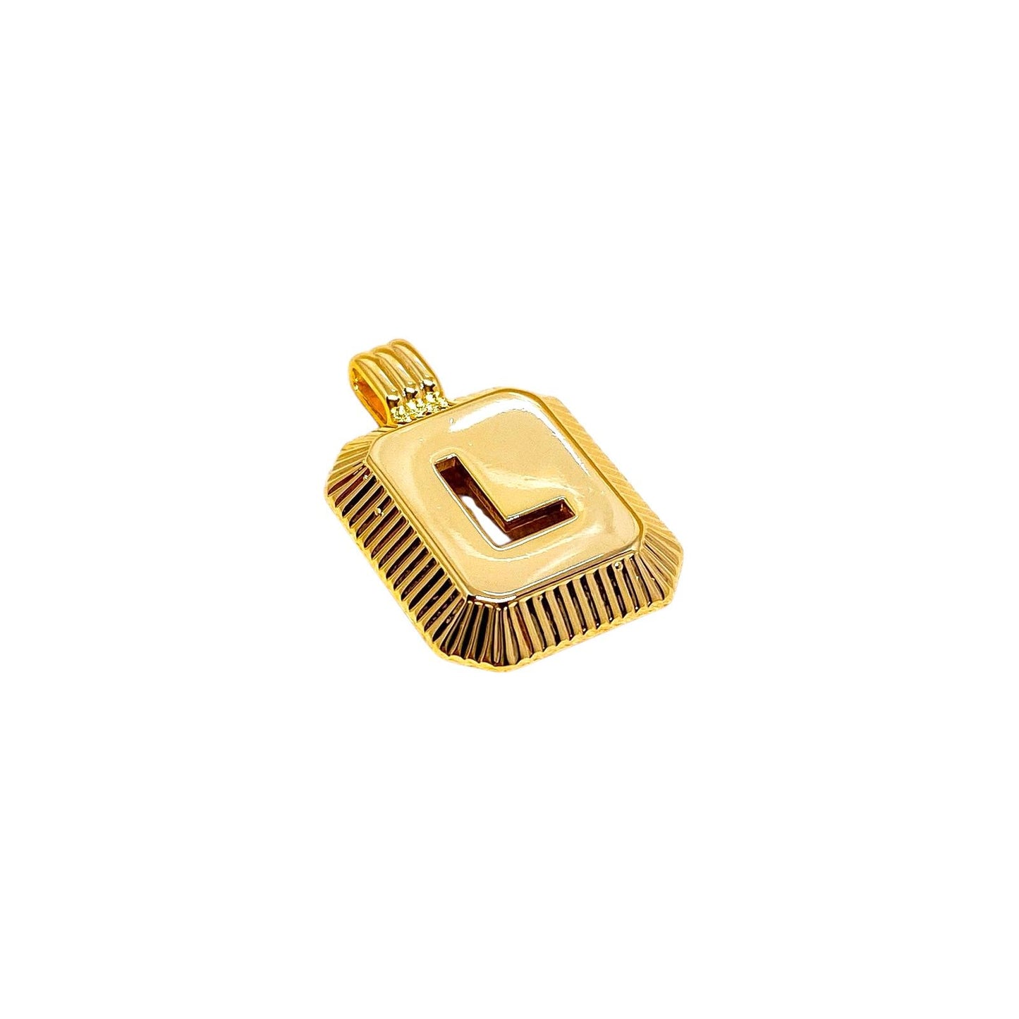 Rectangular Initial Letter 18k Gold Filled Pendant