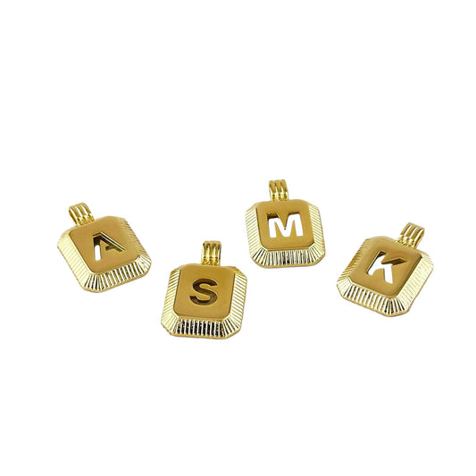 Rectangular Initial Letter 18k Gold Filled Pendant