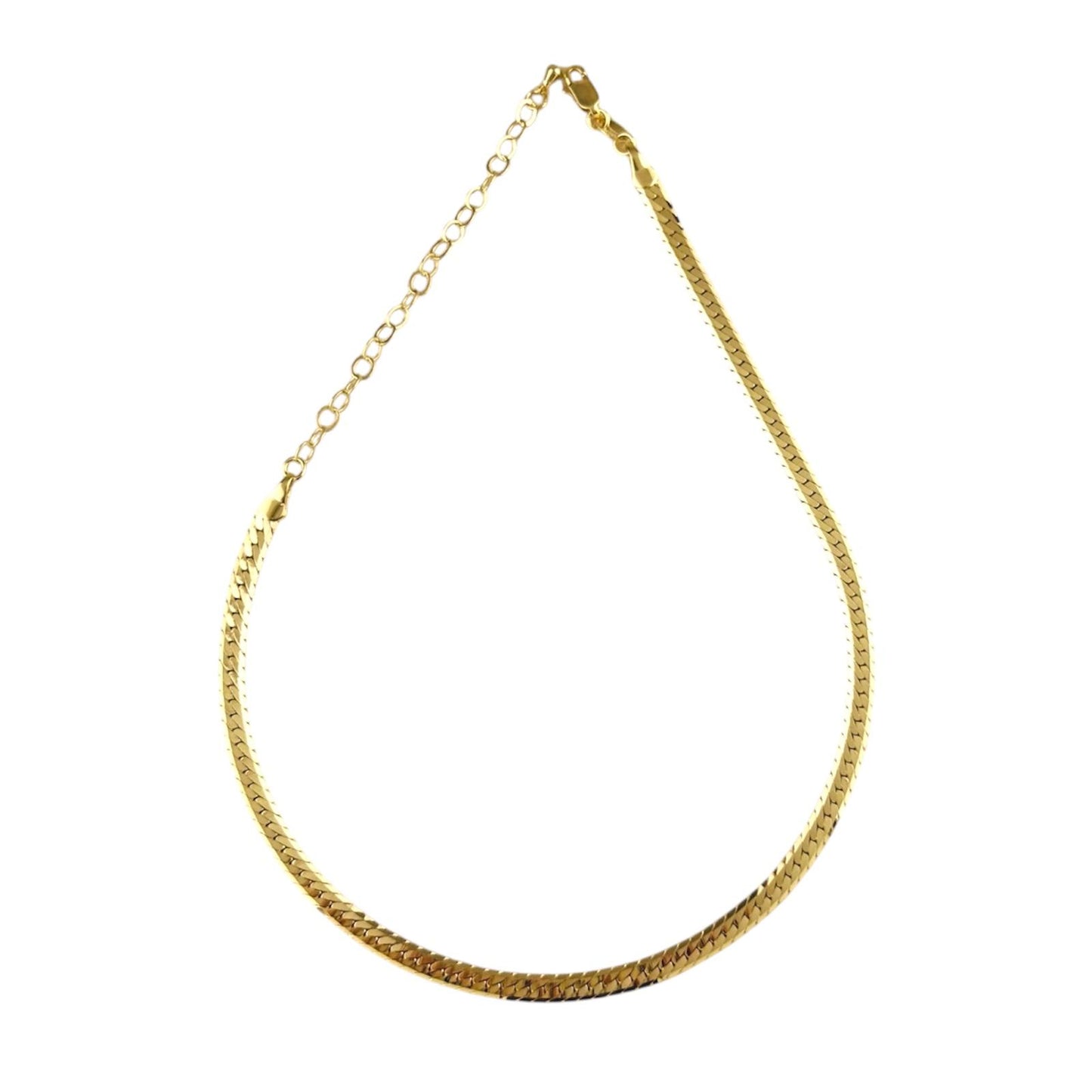3mm Diamond Cut Herringbone Choker 18K Gold Filled Necklace