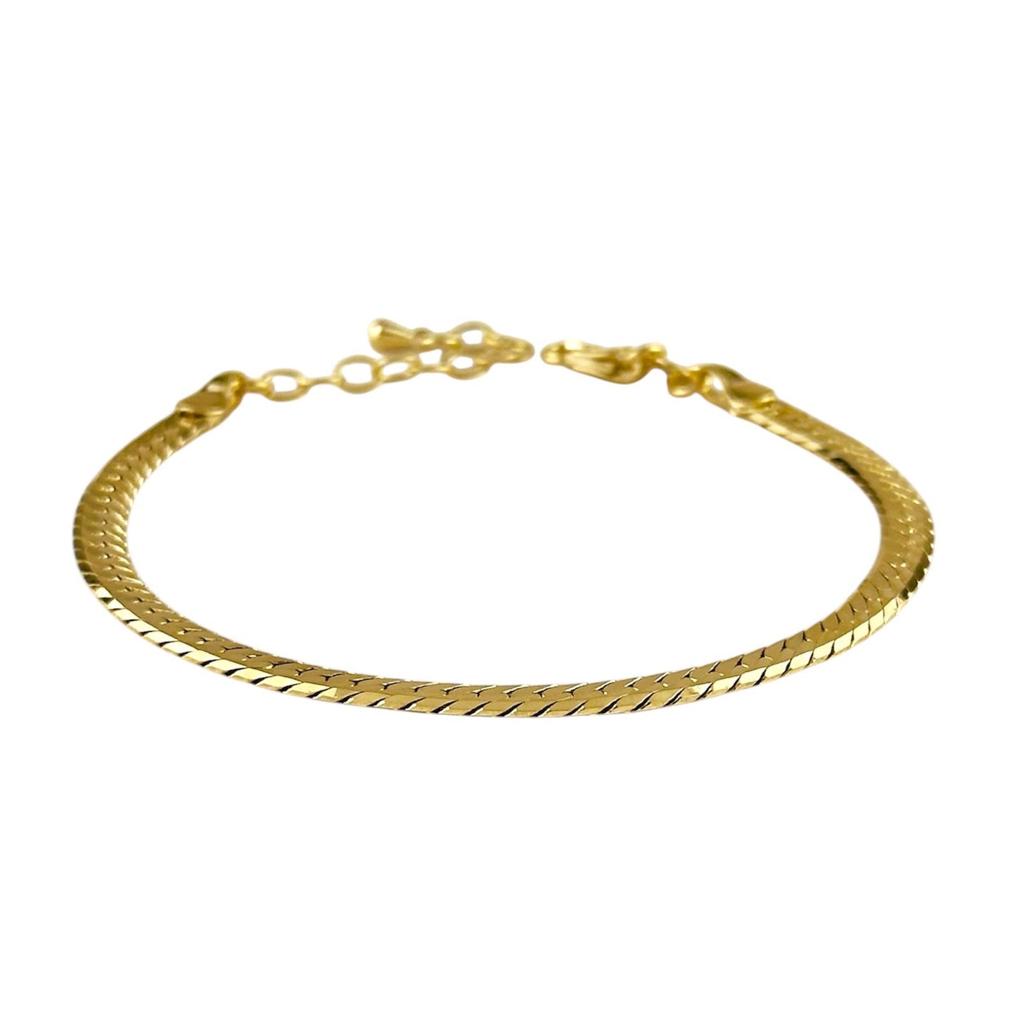 Diamond Cut Herringbone 18K Gold Filled Bracelet