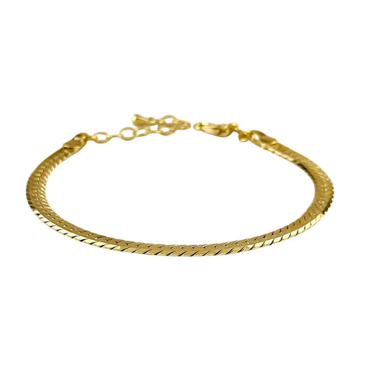 Diamond Cut Herringbone 18K Gold Filled Bracelet