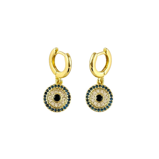 Mandala Evil Eye 18k Gold Filled Dangling Earrings