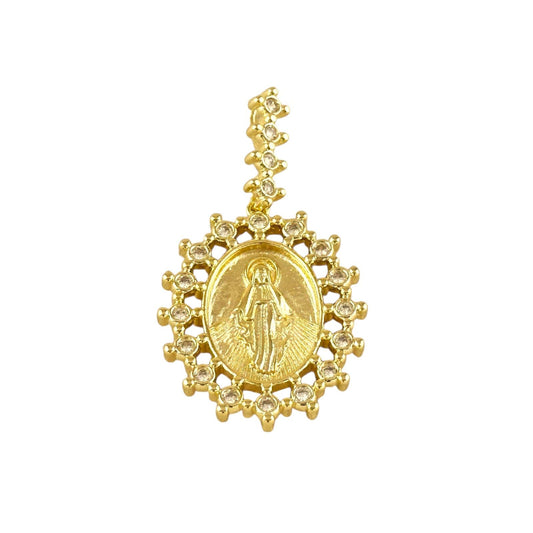 Victorian Lady of Grace Double Sided Medal 18k Gold Filled Pendant