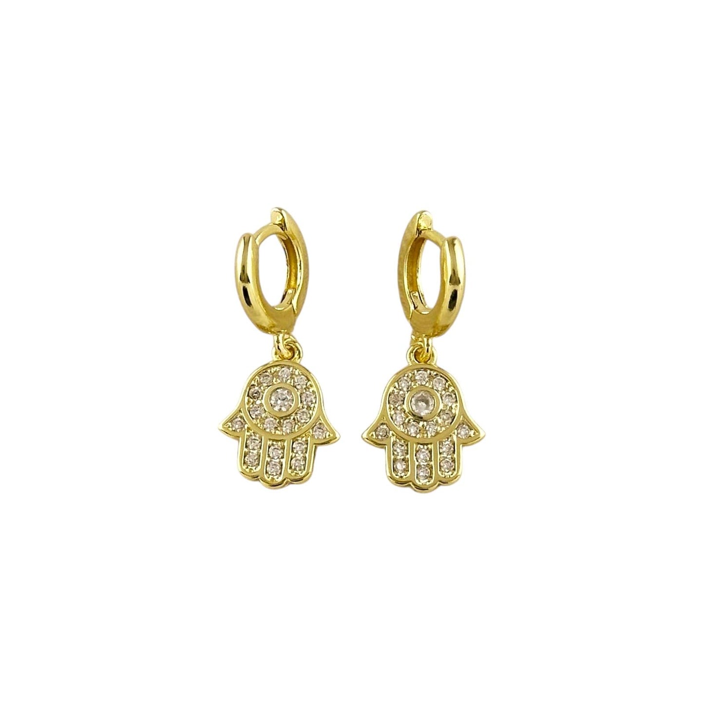 CZ Hamsa Hoop 18k Gold Filled Earrings