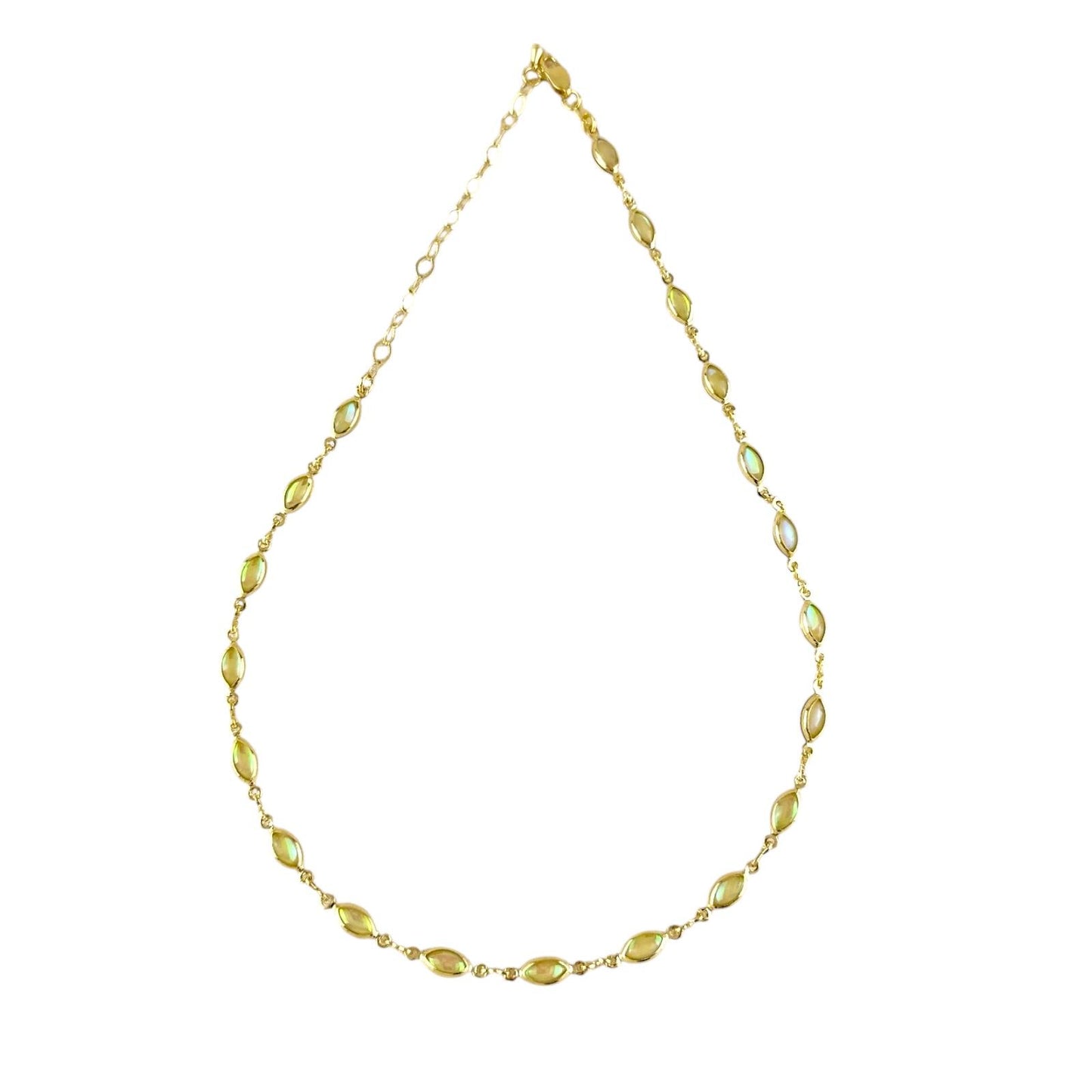 Opal Bead Choker 18k Gold Filled Necklace