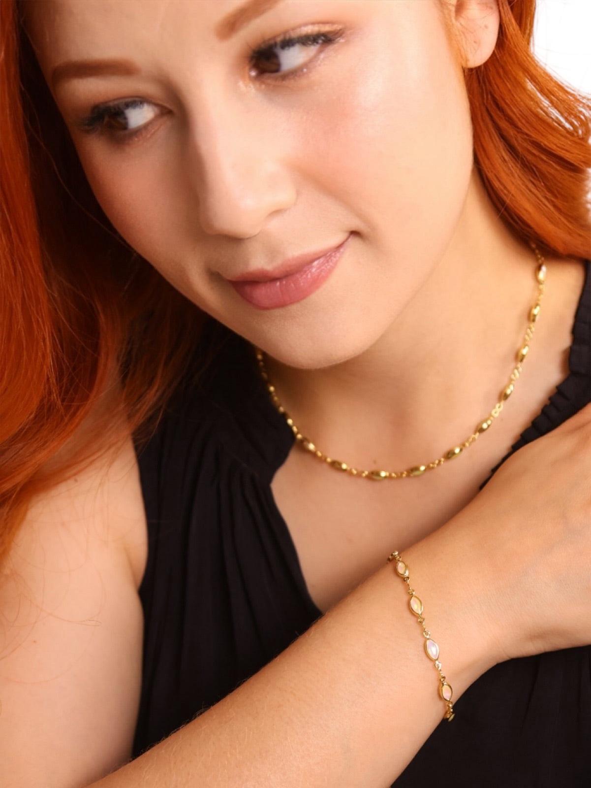 Opal Bead Bracelet 18k Gold Filled Bracelet