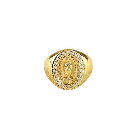 CZ Our Lady of Guadalupe Medal 18k Gold Filled Ring