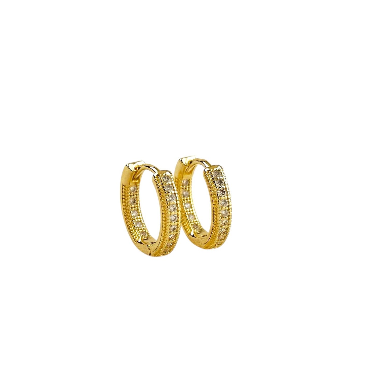Inside-Out CZ Huggie Hoop 18K Gold Filled Earrings