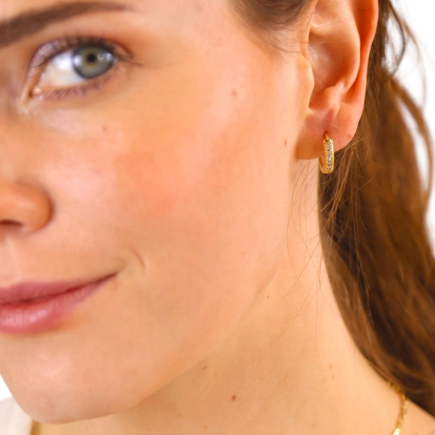 Inside-Out CZ Huggie Hoop 18K Gold Filled Earrings