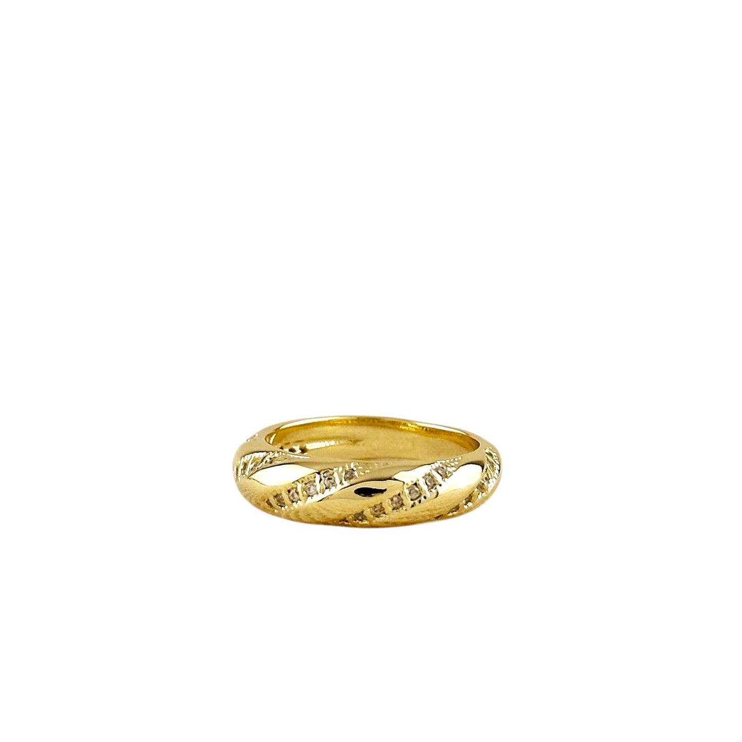CZ Swirl Design 18k Gold Filled Band Ring