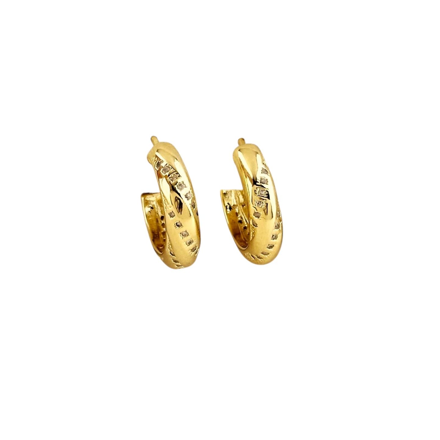 CZ Swirl Design Half Hoop 18k Gold Filled Earrings