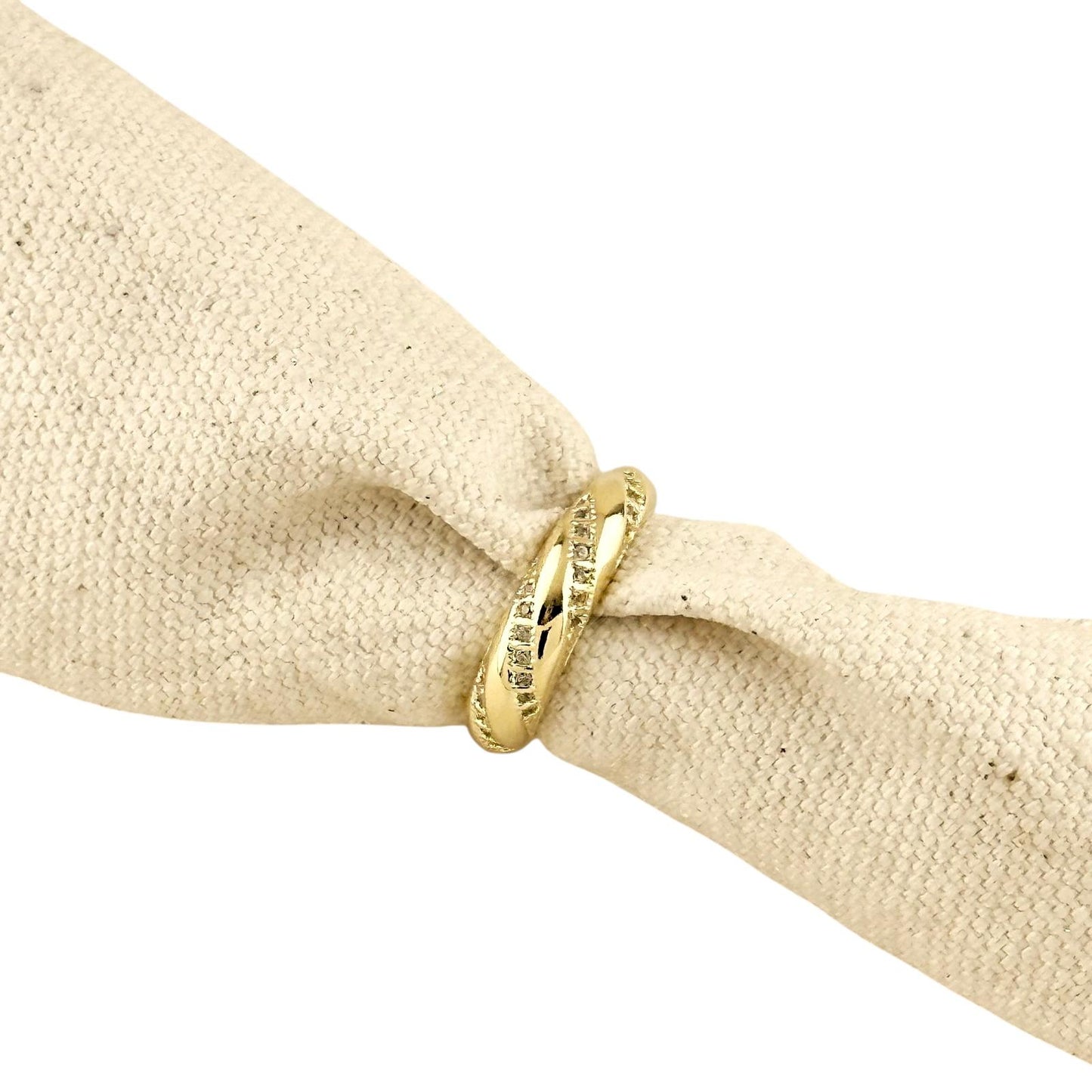 CZ Swirl Design 18k Gold Filled Band Ring