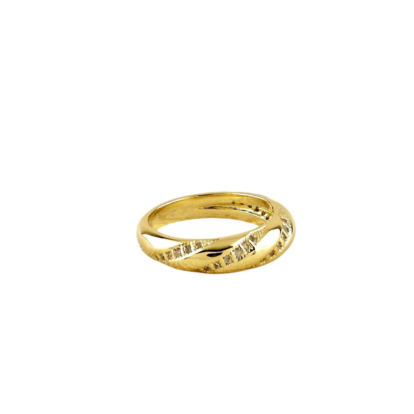 CZ Swirl Design 18k Gold Filled Band Ring