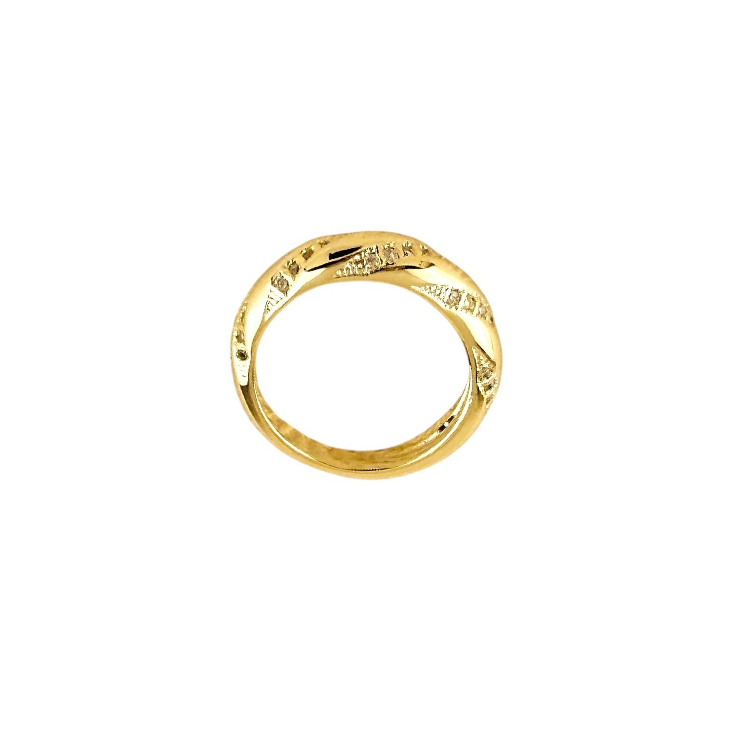 CZ Swirl Design 18k Gold Filled Band Ring