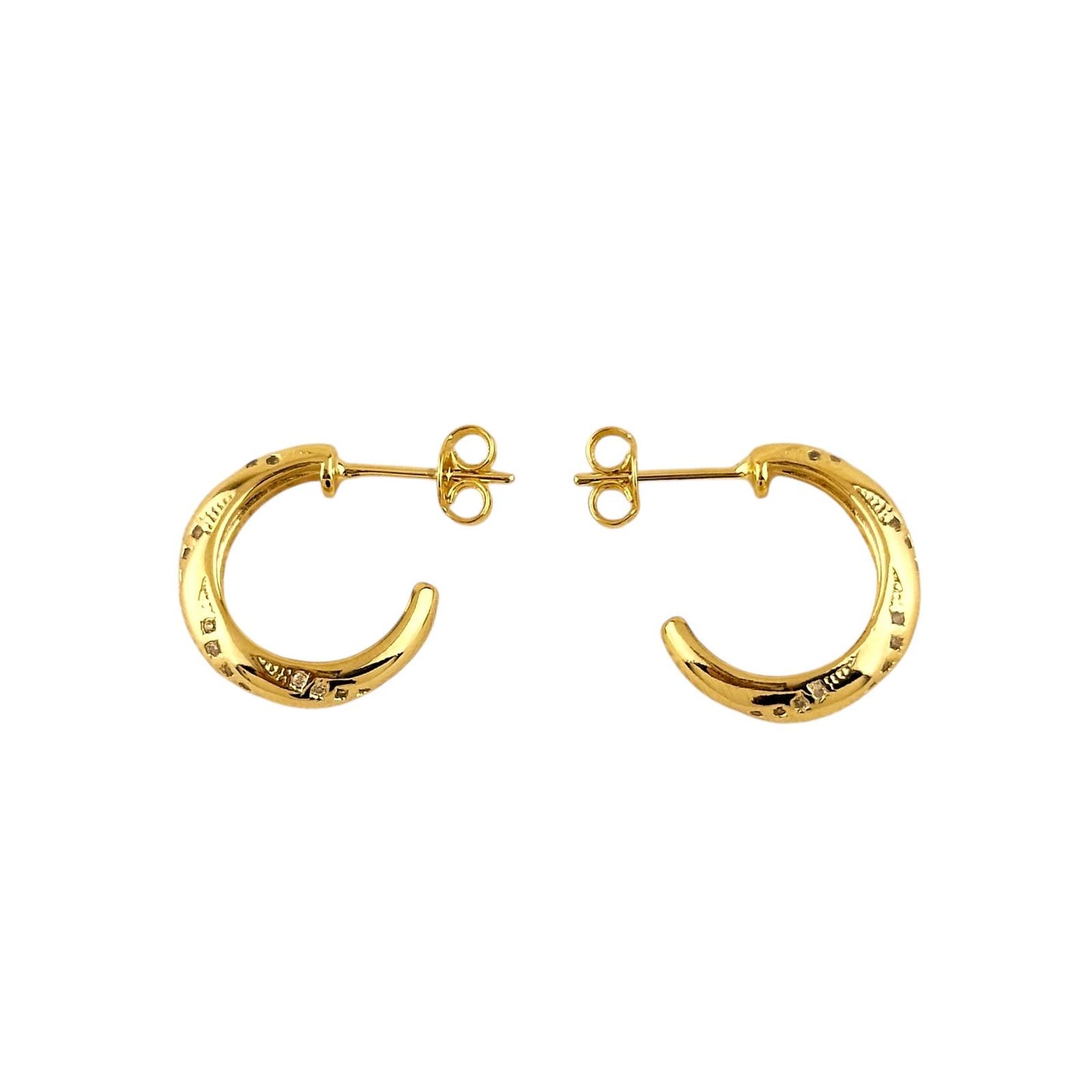 CZ Swirl Design Half Hoop 18k Gold Filled Earrings