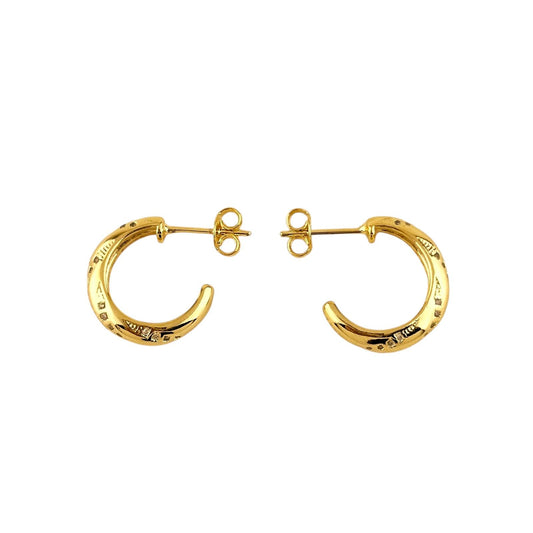 15mm CZ Swirl Design Half Hoop 18k Gold Filled Earrings