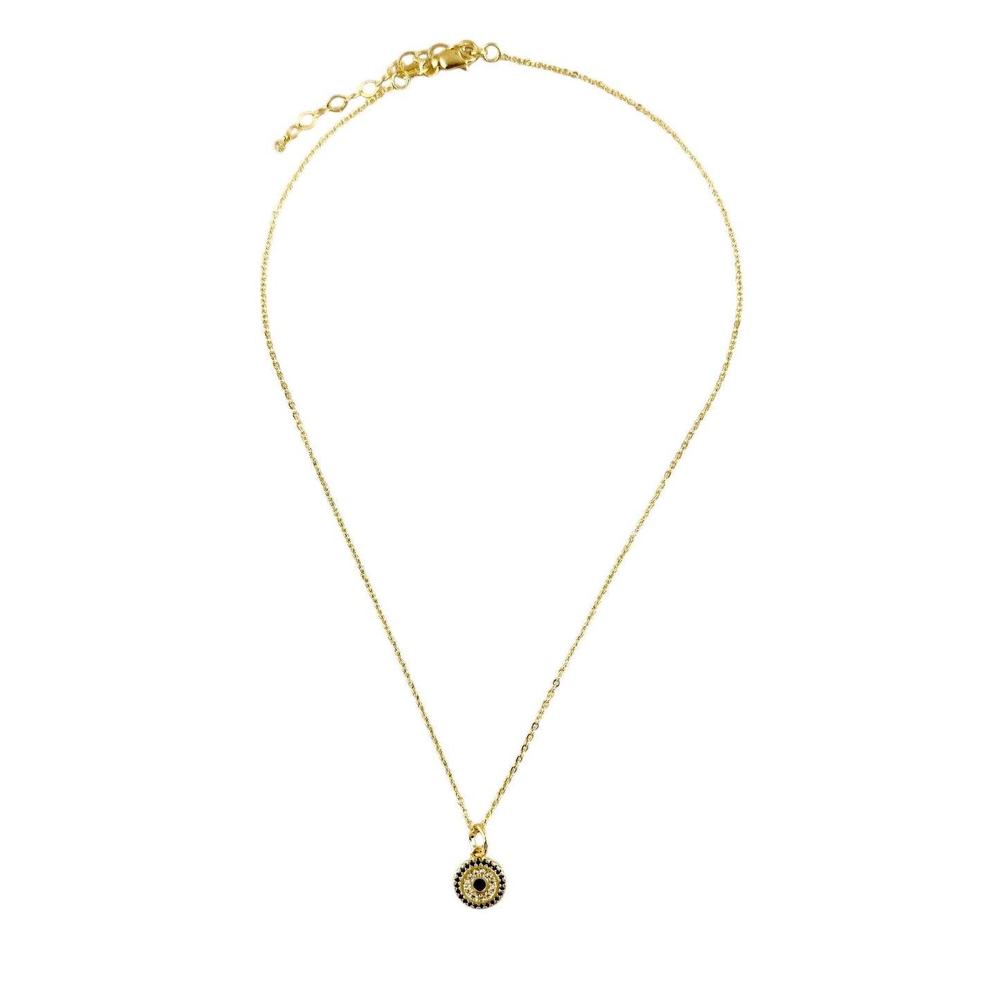 CZ Greek Eye Mandala 18k Gold Filled Necklace