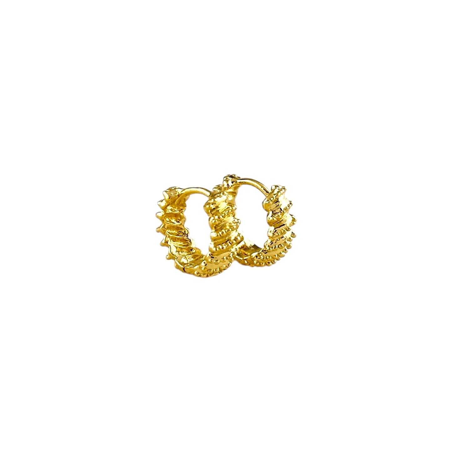 Grooved Swirl Huggie Hoop 18k Gold Filled Earrings