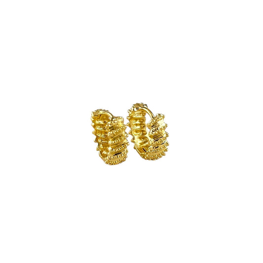Grooved Swirl Huggie Hoop 18k Gold Filled Earrings
