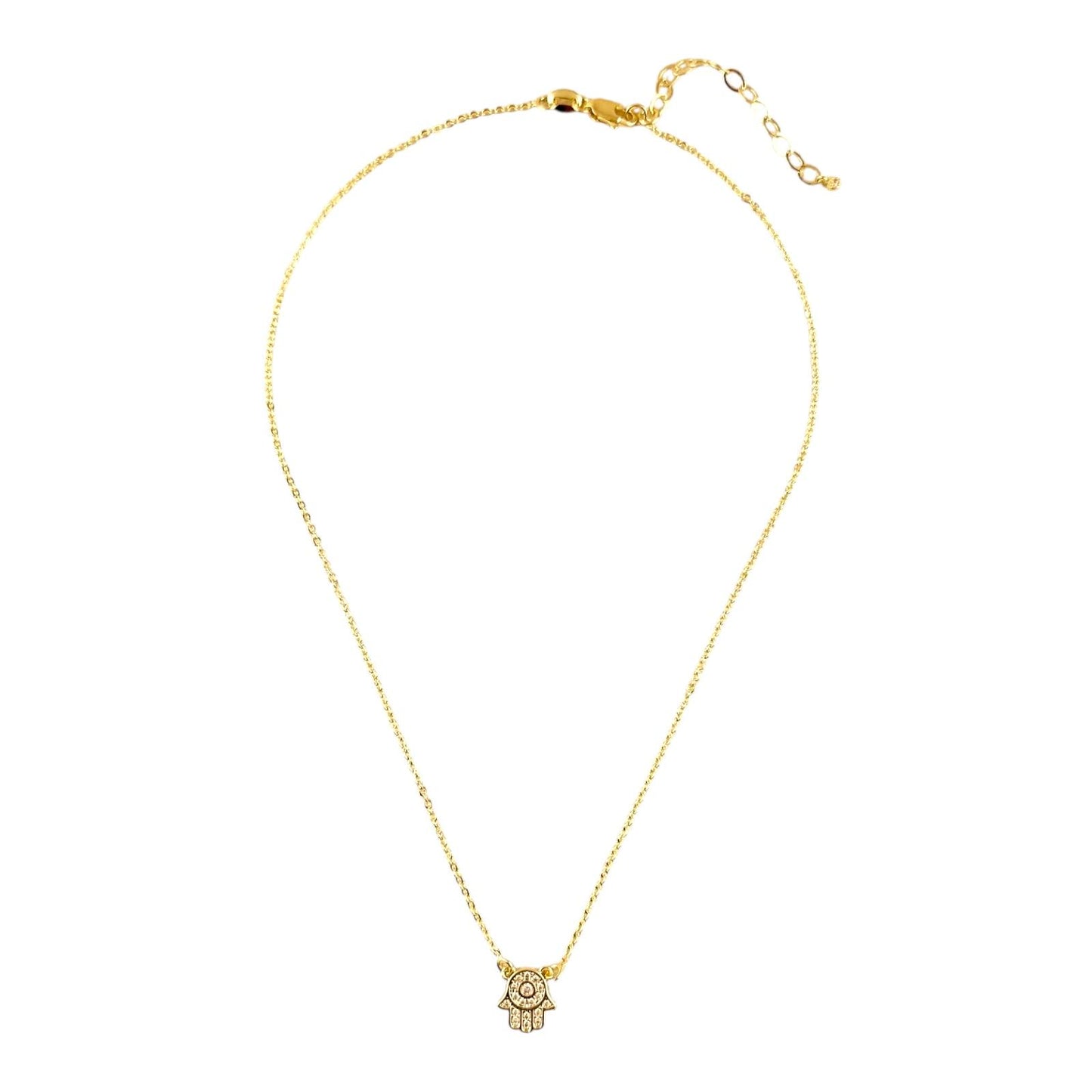 CZ Hamsa Hand 18k Gold Filled Necklace