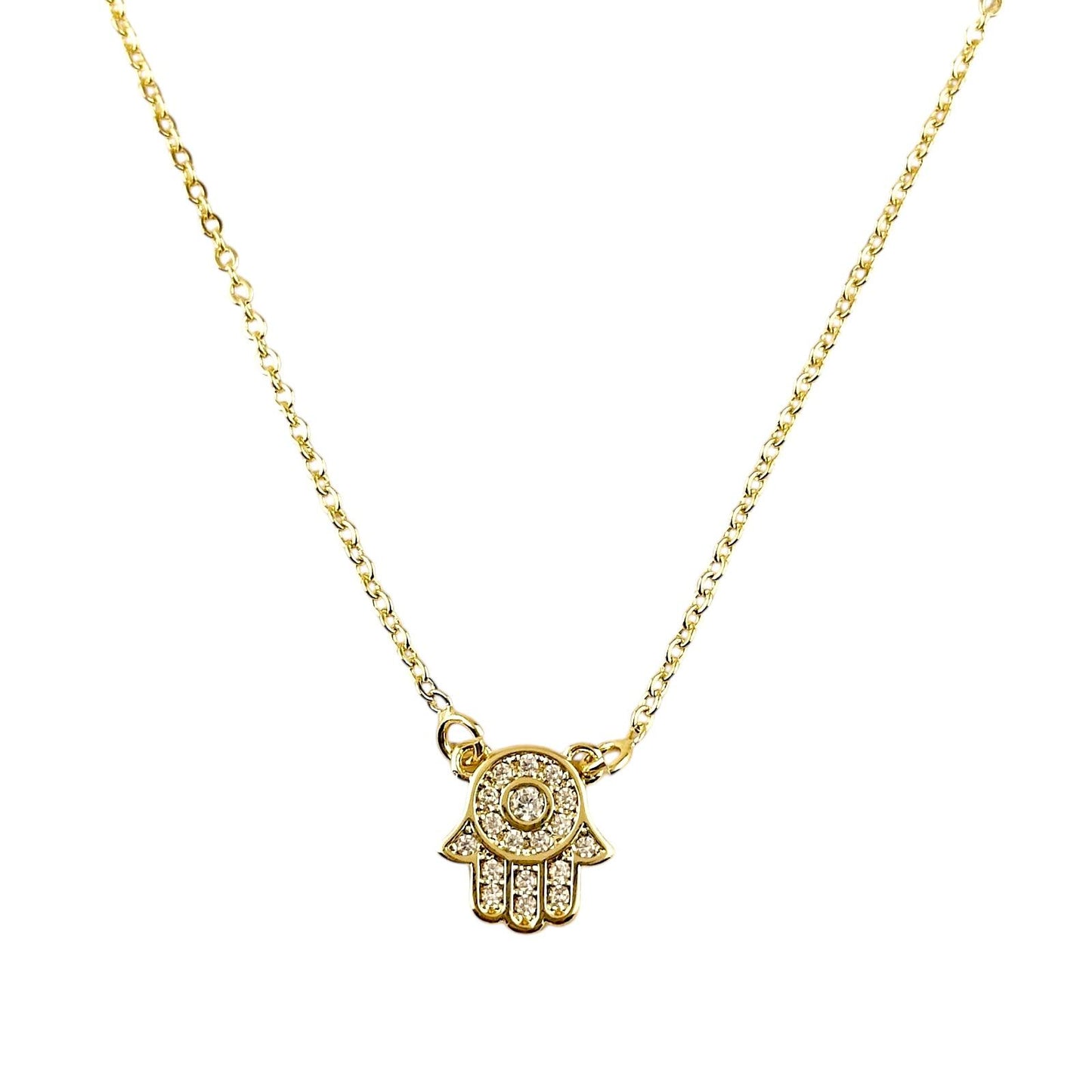 CZ Hamsa Hand 18k Gold Filled Necklace