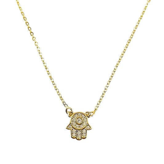 CZ Hamsa Hand 18k Gold Filled Necklace
