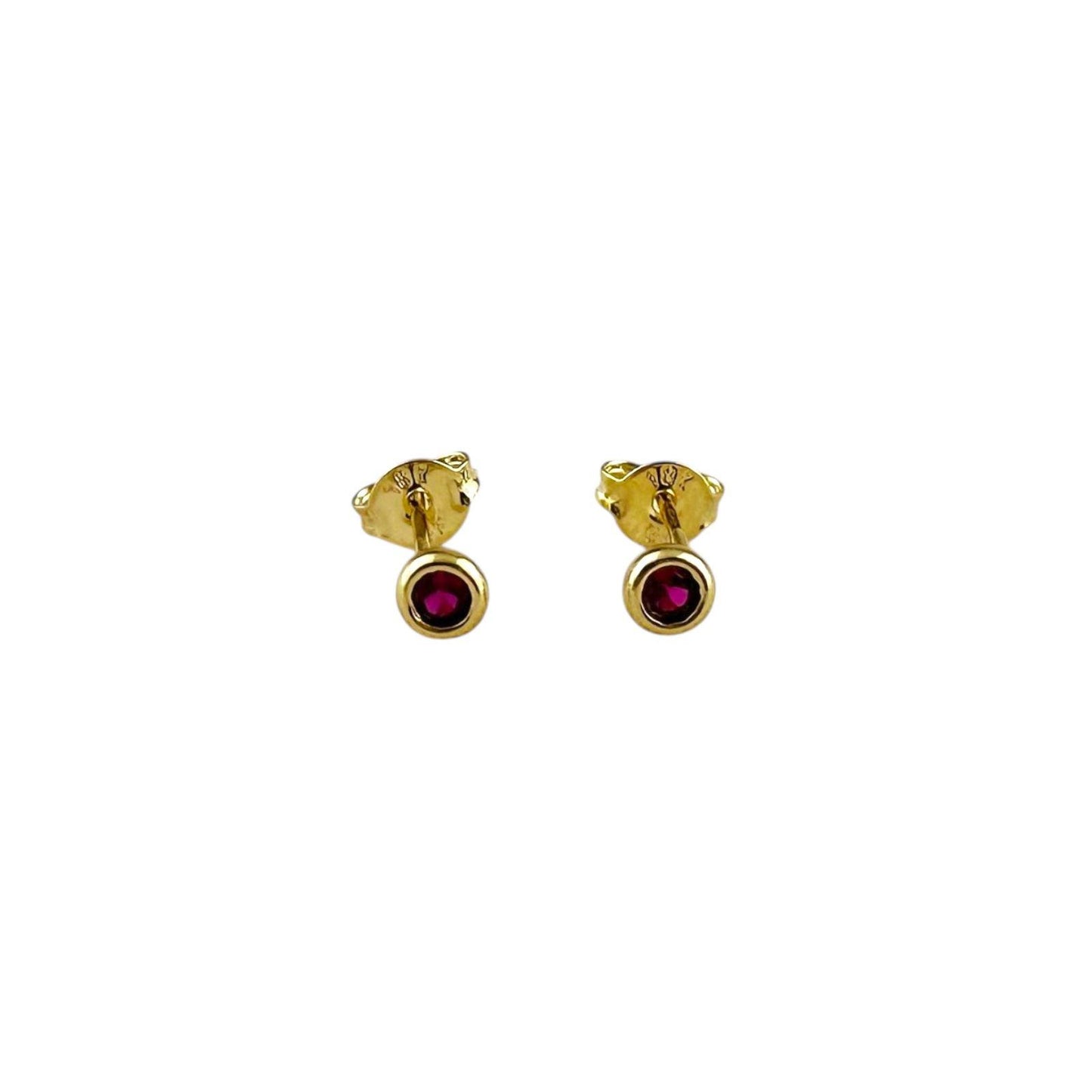 Round Birthstone Stud 18K Gold Filled Earrings