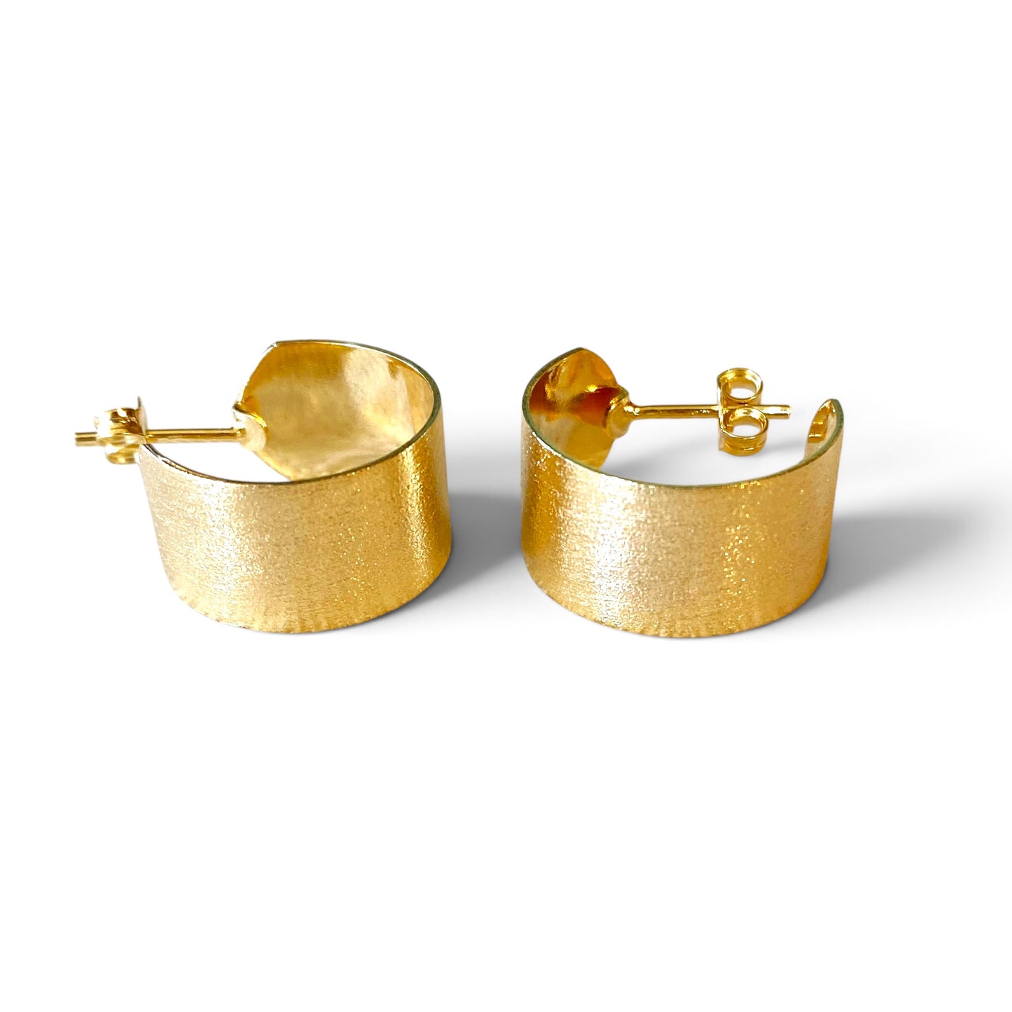 Wide Flat Open Hoop Earrings Side View