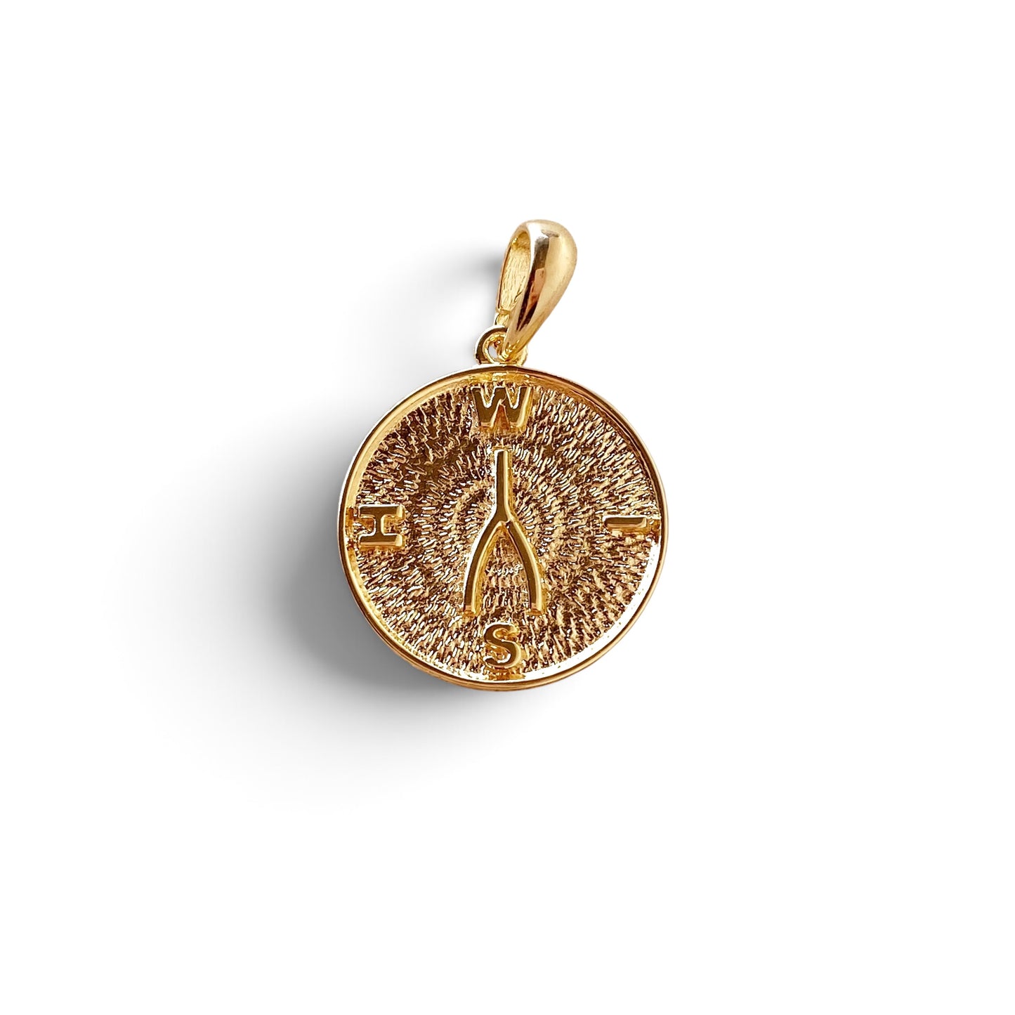 Wishbone WISH Medallion 30mm 18K Gold Filled Pendant