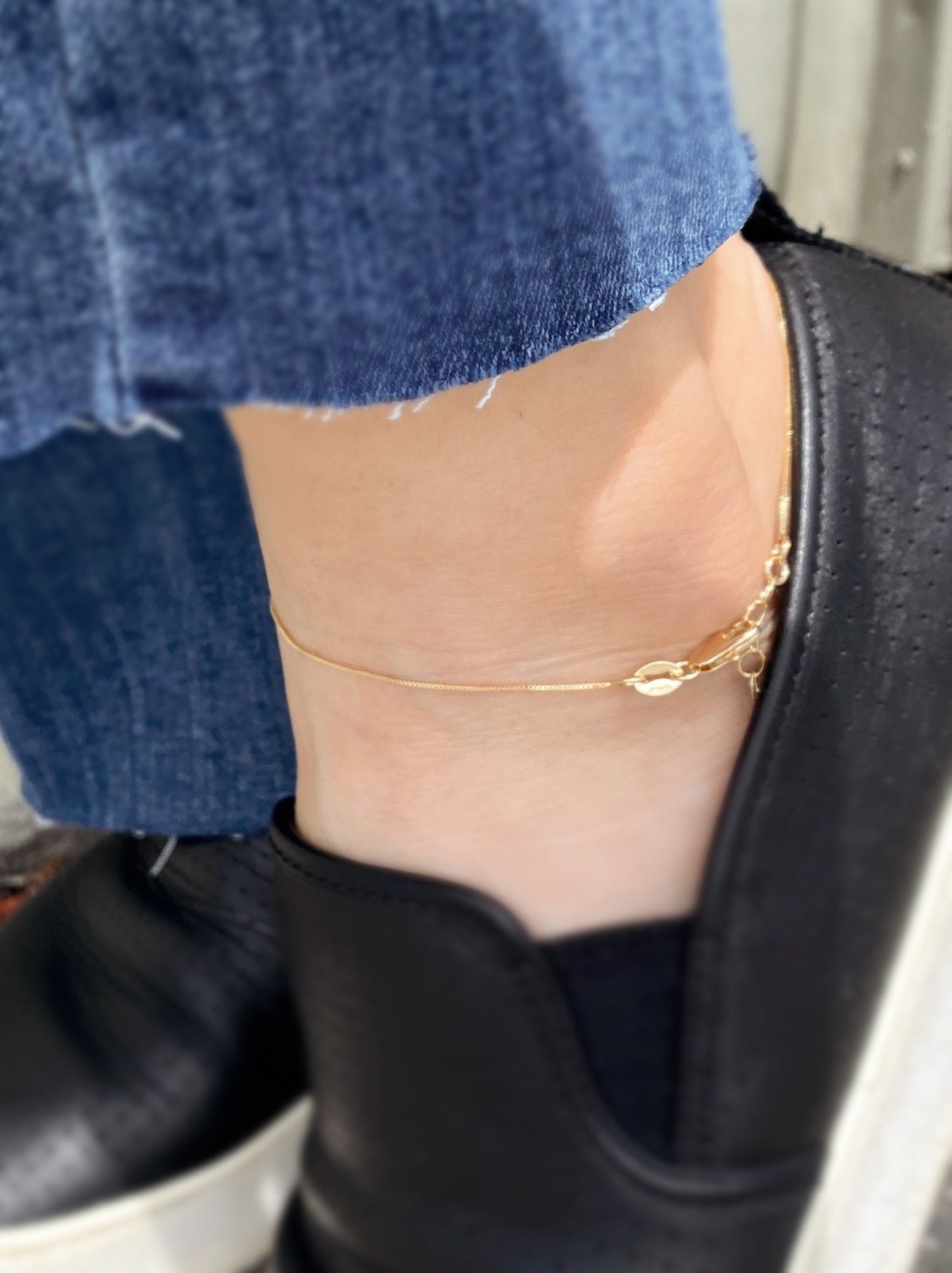 Box Chain 0.5mm 18K Gold Filled Anklet