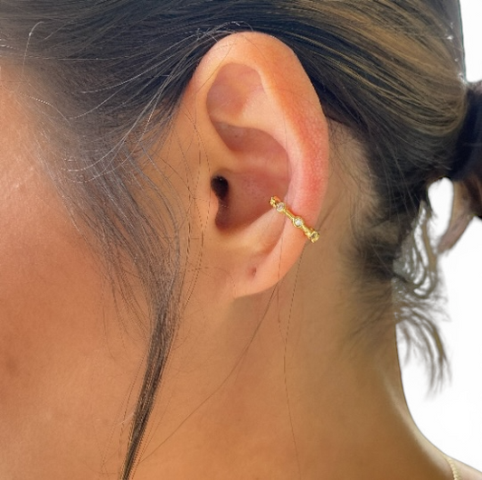 Bezel CZ 18K Gold Filled Ear Cuff