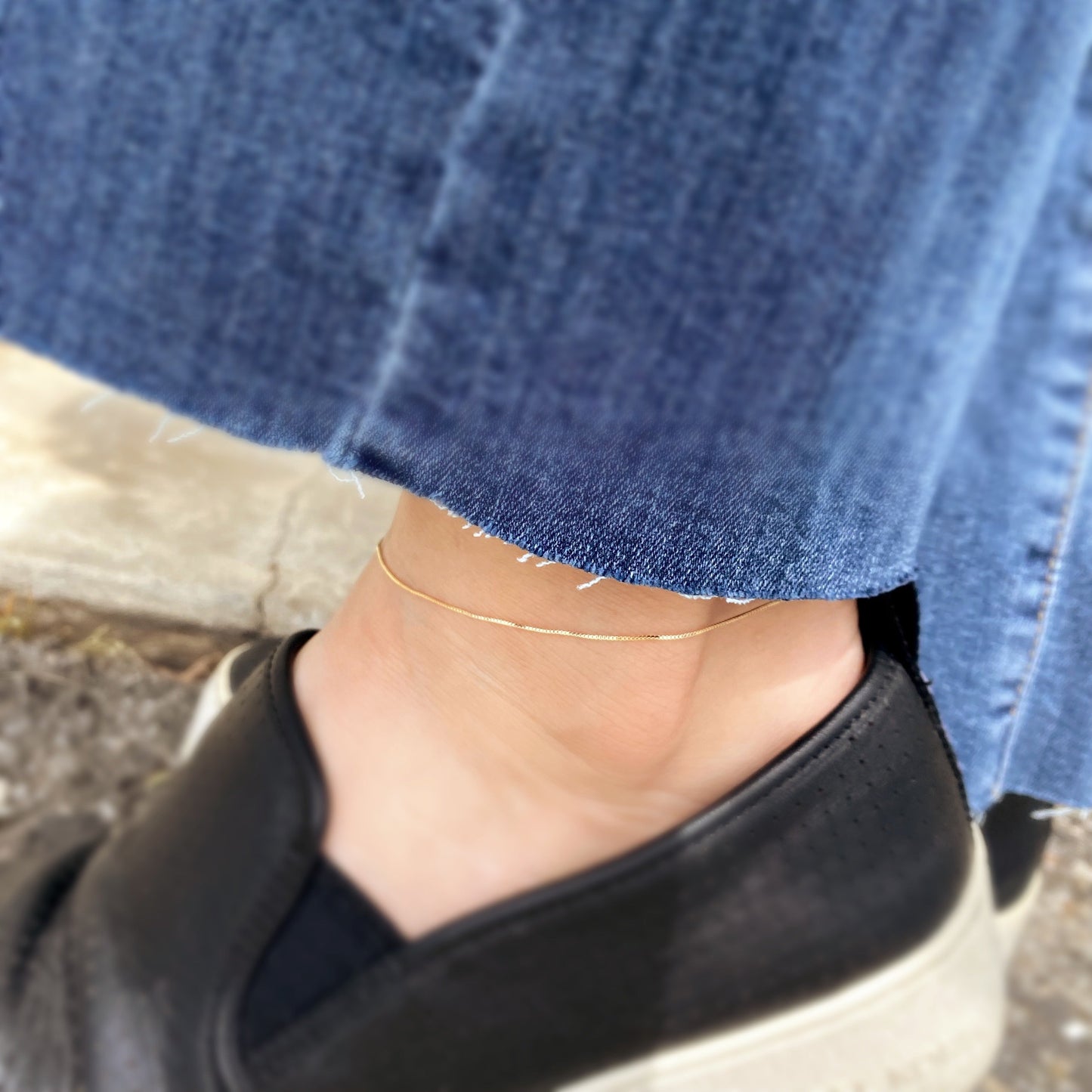 Box Chain 0.5mm 18K Gold Filled Anklet