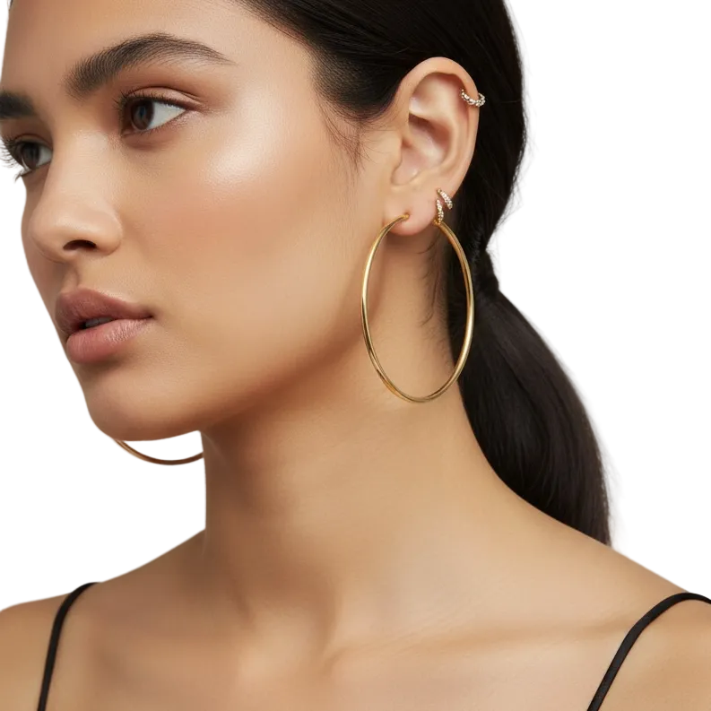 Continuous Hoop 40mm 18K Gold Filled Earrings