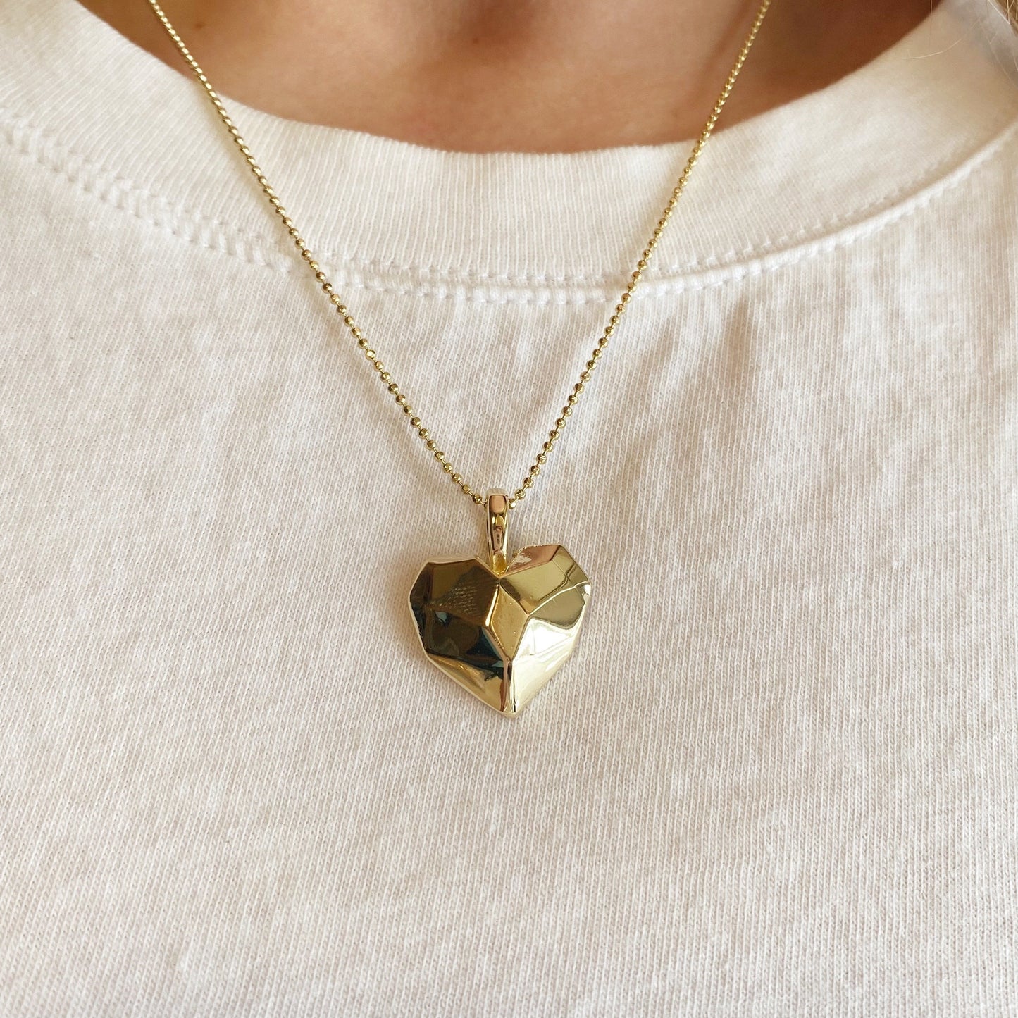 Faceted Heart 25mm 18K Gold Filled Pendant