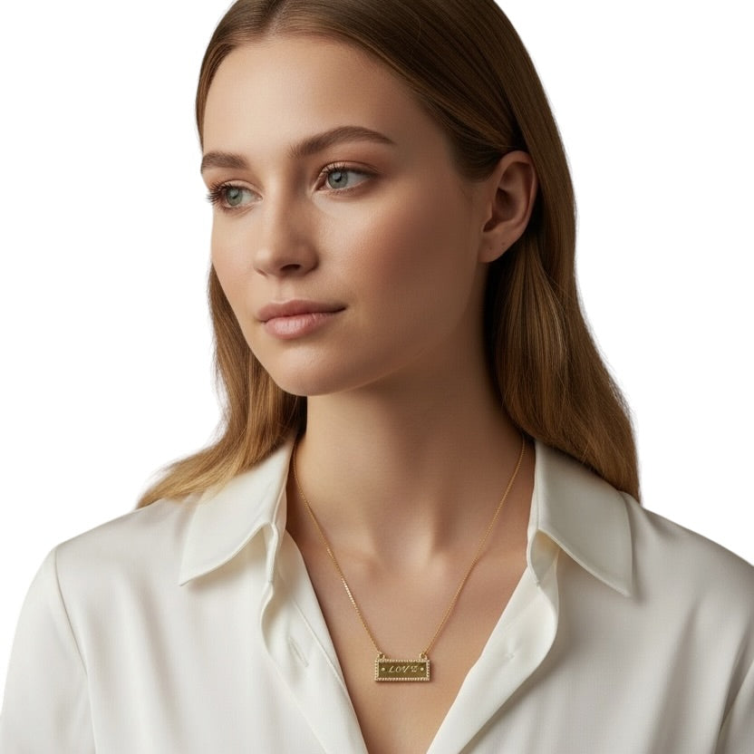Love Script 25mm 18K Gold Filled Necklace