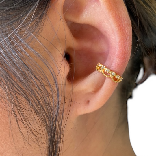 Minimalist Line CZ 18K Gold Filled Ear Cuff