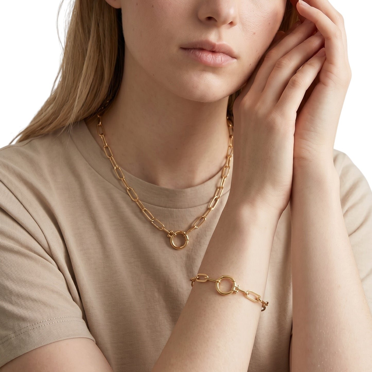 Paperclip Chain Carabiner 18K Gold Filled Bracelet
