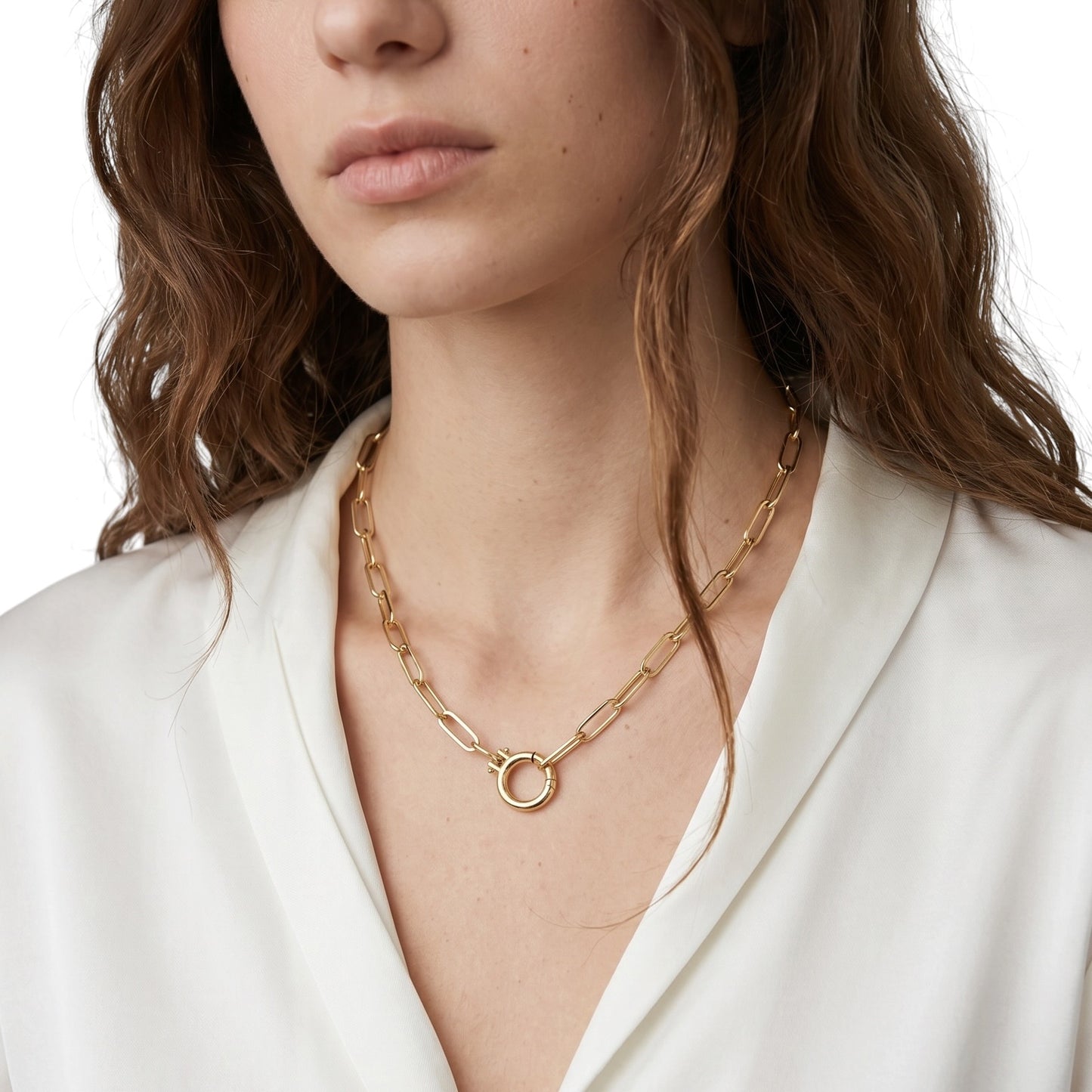 Paperclip Chain Carabiner 18K Gold Filled Necklace