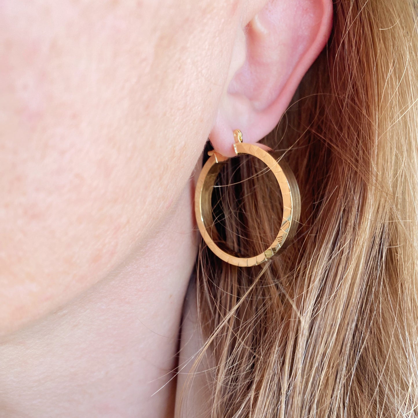 Scalloped Flat Hoop 35mm 18K Gold Filled Earrings