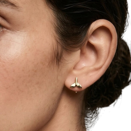 Whale Tail 7mm 18K Gold Filled Stud Earrings