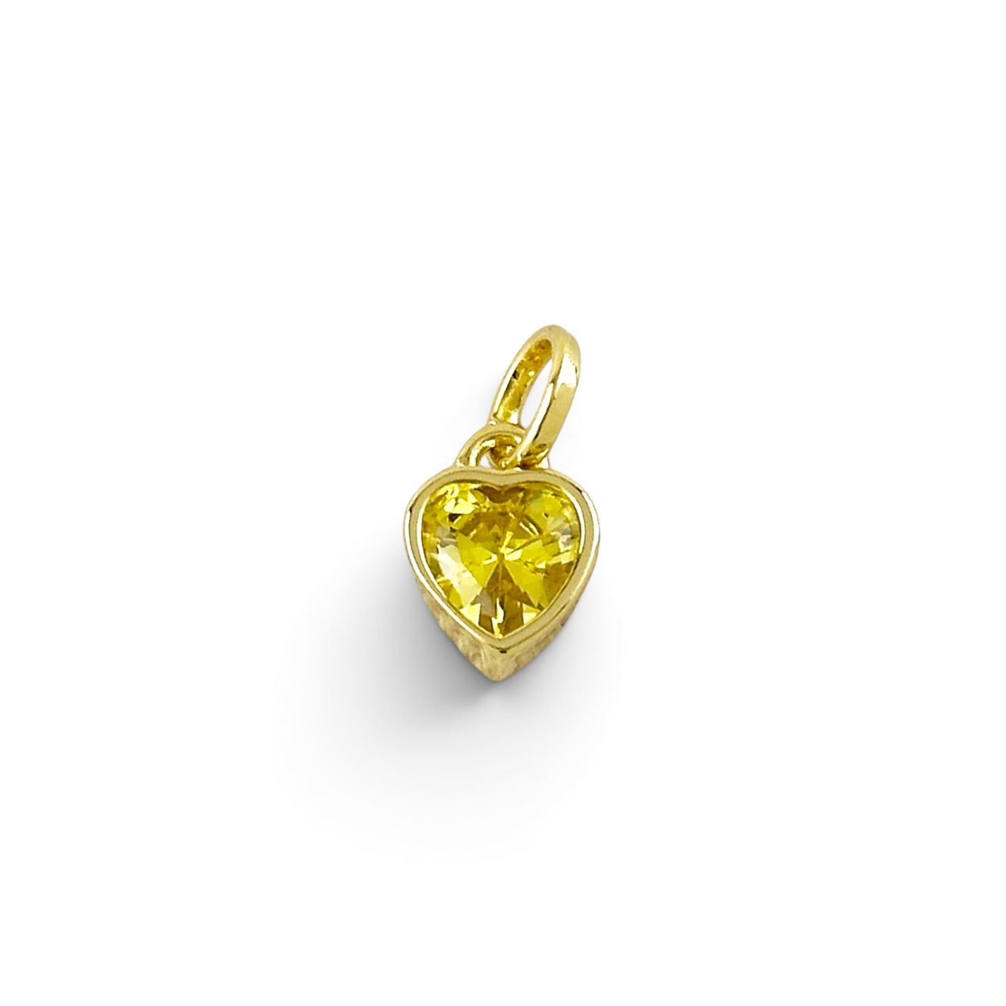 Yellow CZ Heart Bezel Pendant 