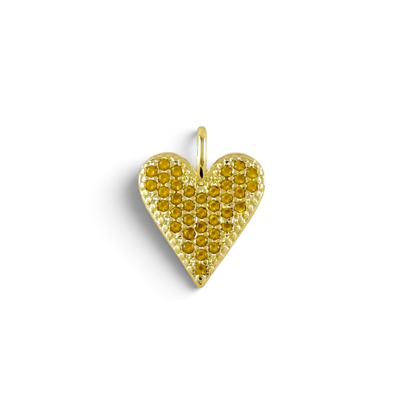 Yellow Pavé CZ Heart Pendant
