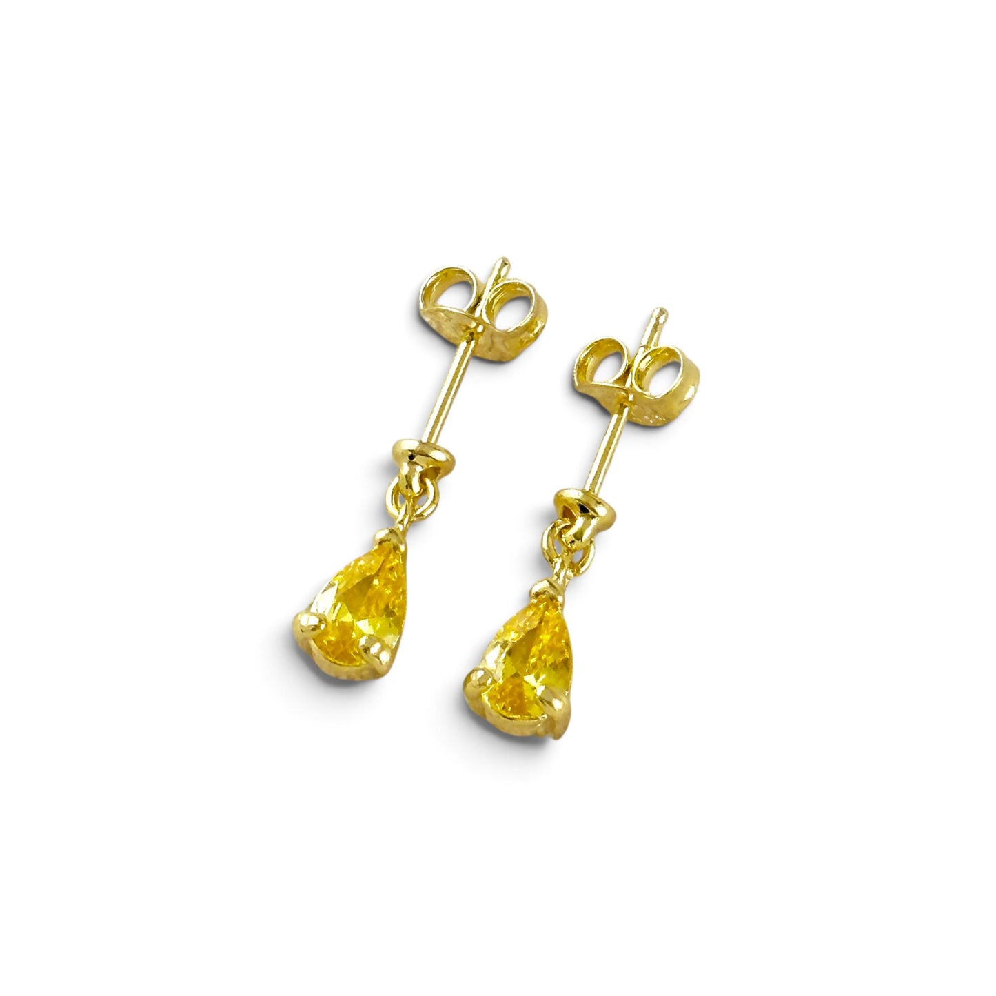 Yellow Teardrop CZ 18K Gold Filled Drop Earrings