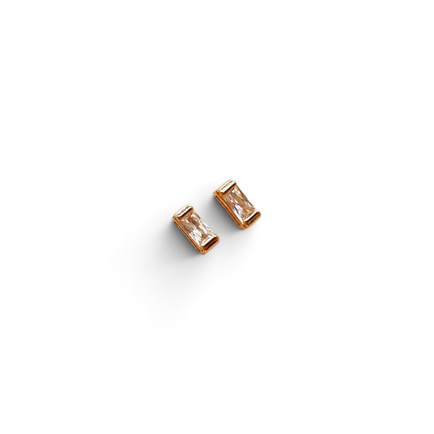Clear Baguette CZ 6mm 18K Gold Filled Stud Earrings